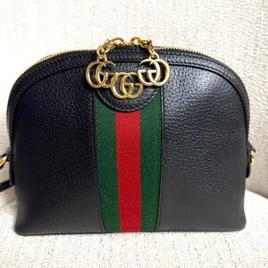 Authentic Gucci Ophedia Dome crossbody bag black leather